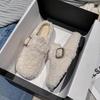 2025 Autumn/Winter Women's Thick Heel Fur Slippers, Round Toe, Closed Toe Mules, Size 41-43. Perfect for Outdoor Wear.