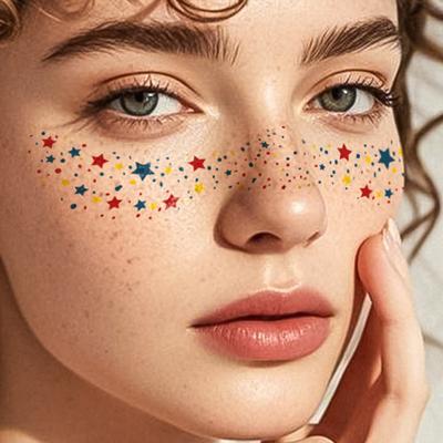 Наклейки на лицо Yousheng Rainbow Festival Металлические веснушки Сердечки Водонепроницаемые временные татуировки для вечеринок фестивалей фотобудок