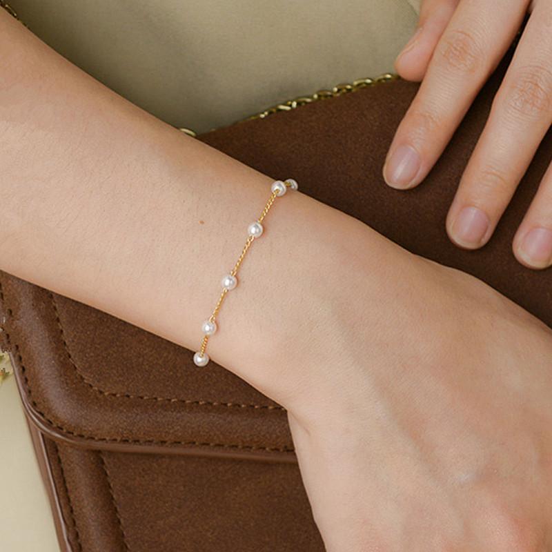 Simple Elegant Simulation Pearl Bracelets Beads Chain For Womens Charm Bracelet Jewelry Gift