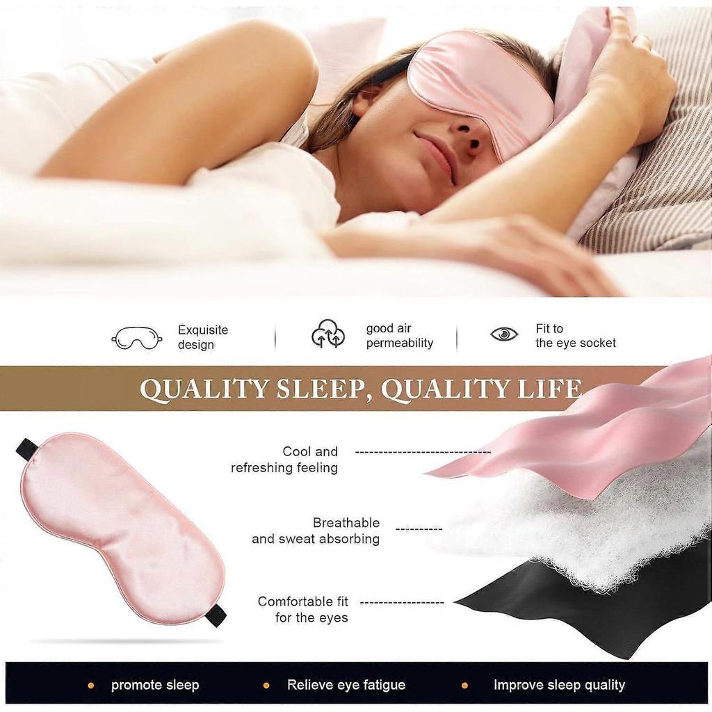 Sleep Mask Silk Eye Mask for Sleeping, Super Soft Blackout Eye Mask for Women Men, Side Sleeper Covers for Sleeping with Adjustable Straps, Travel Sl