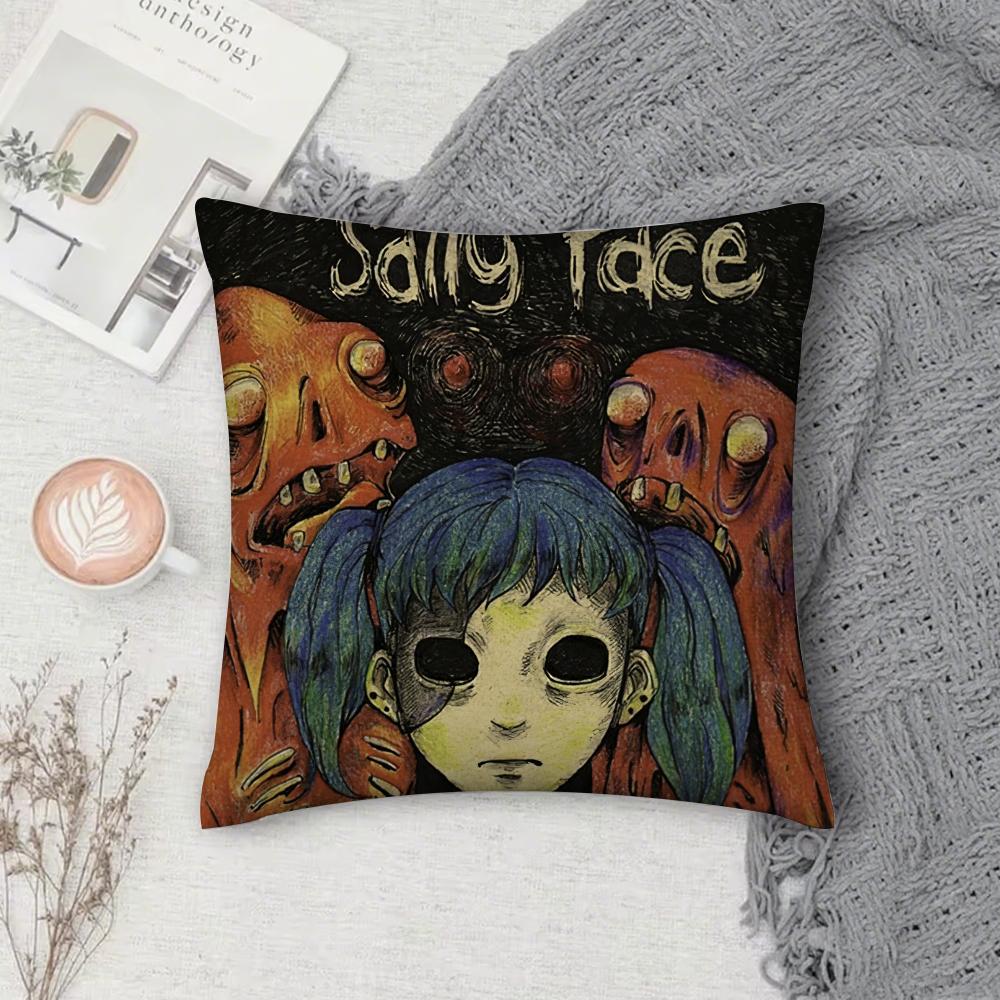 Игровой S-Sally F-Face Ужас Приключение Наволочка Квадратная Двусторонняя Печать Короткий Плюш Подушка для Дивана Чехол Спальня