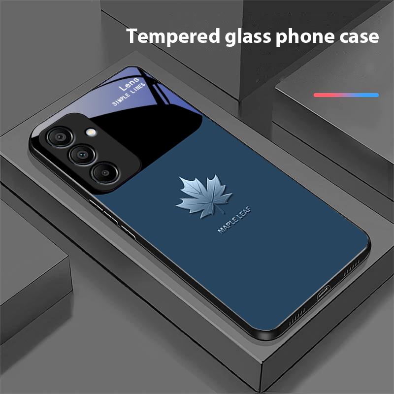 Цвет кленового листа для Samsung Galaxy A15 5G 54 4G 51 50 24 35 90 71 12 51 53 52S 80 22 34 Черный чехол для телефона из закаленного стекла