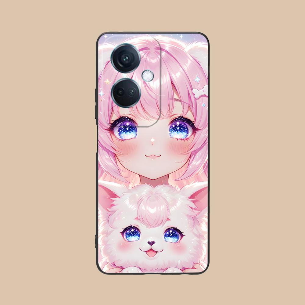 Чехол для мобильного телефона OPPO Reno 14 13 12 11 10 9 8 7 6 5 F T Pro 5G с матовым TPU, с рисунком девочки и щенка, цветной