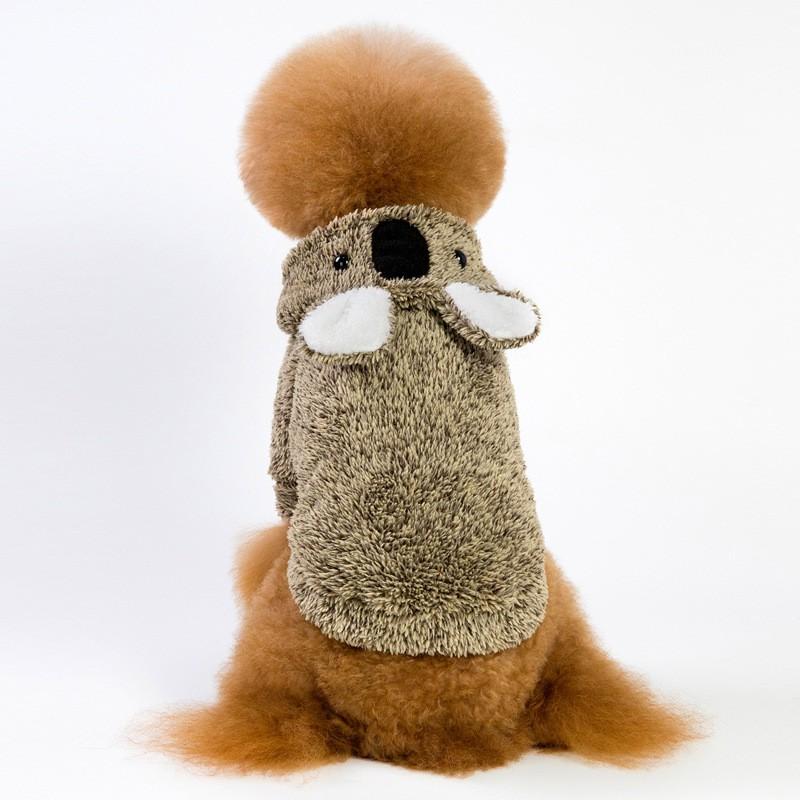 Warm Coral Fleece Dog Sweater Winter Fall - Hooded Lazy Bear Style French Bulldog Pug Teddy