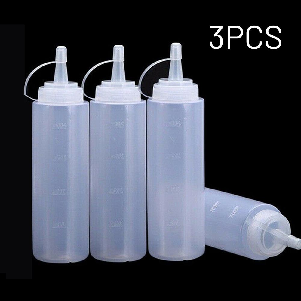 3x/набор пластиковых бутылочек с дозатором приправы, кетчупа, горчичного соуса, 8 унций