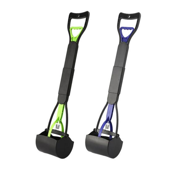 Pooper Scooper Long Handle No Touch Waste Pickup Tool for Large Medium Small Dogs Non-Breakable Folding Dog Poop Scooper for Lawn