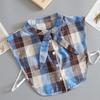 Front Tie Fake Collared Shirt Plaid False Collar Woman Vintage Detachable Collar For Sweater Blouse Half Shirt Accessories