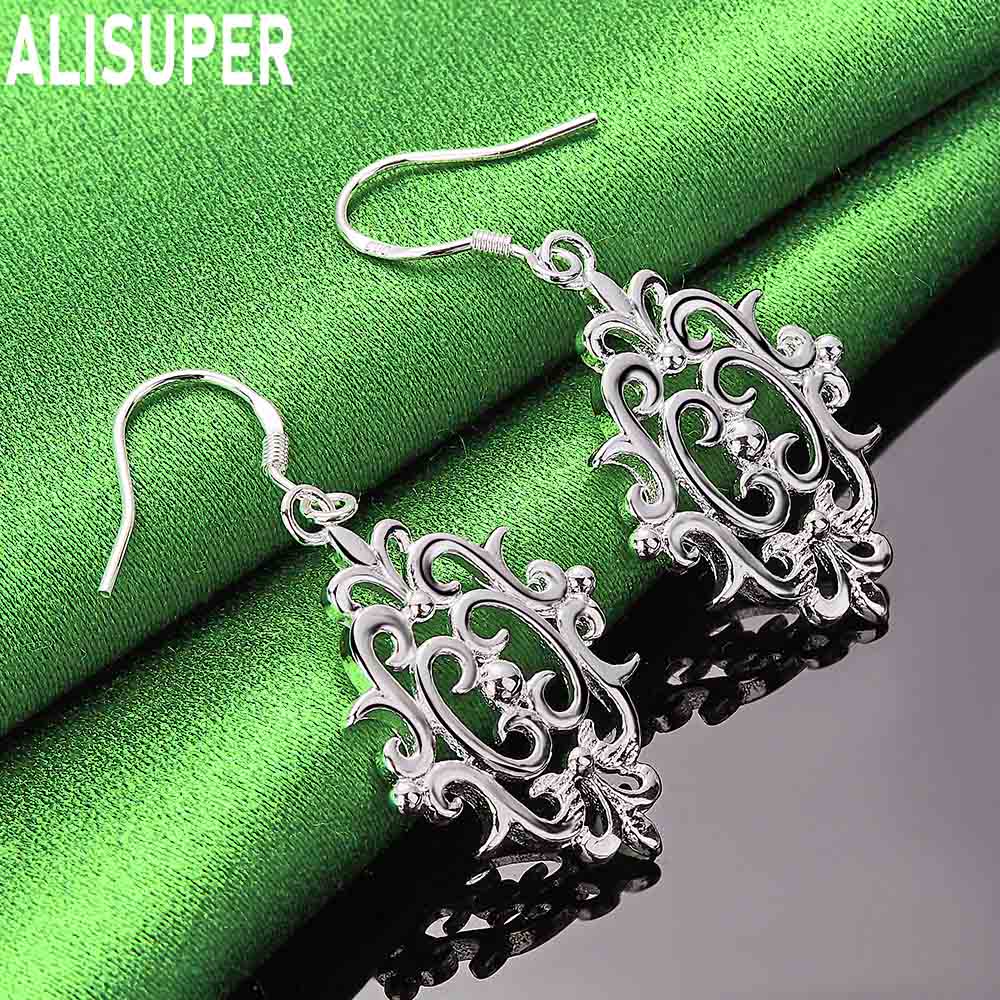 Геометрические перфорированные серьги из стерлингового серебра 925 пробы, модные свадебные украшения с шармом