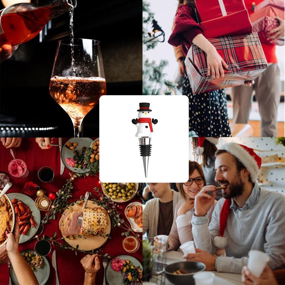 Merry Christmas Wine Bottle Stopper Bar Party Decoration Crafts Xmas Tree Snowman Preservation Wine Cork Fresh-keeping Reusable