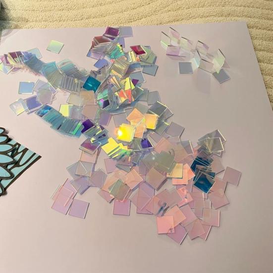 Радужные акриловые квадраты 0,8'' x 0,8''/1,2" x 1,2" Набор мини-радужных голографических акриловых листов Двусторонние голо-плитки для поделок DIY Свет Тень