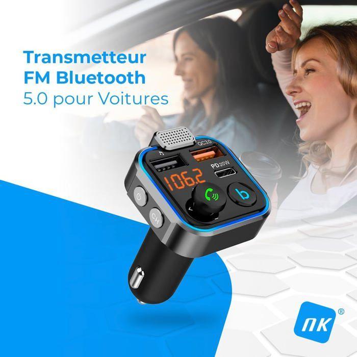 Transmetteur FM Bluetooth - NK - 3 Ports de Chargement - Charge Rapide - Mains Libres - Effet Visuel