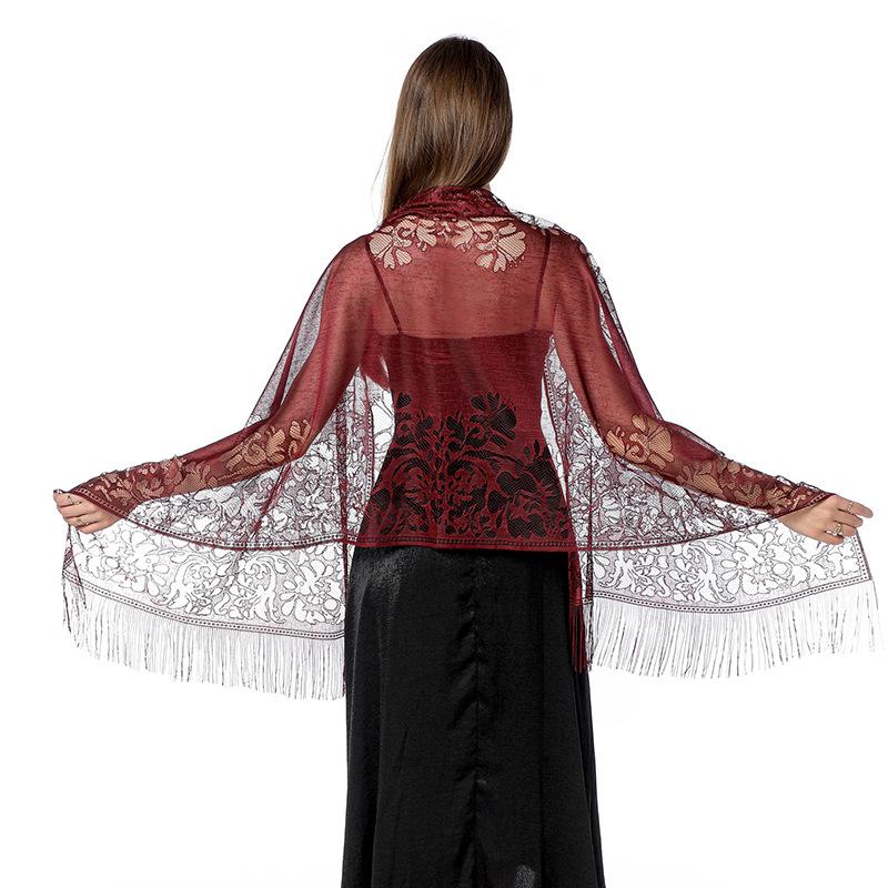 New Embroidery Lace Scarf Shawl Floral Triangular Veil Shawl For Women Party Scarf Wedding Poncho Stoles Ladies Headband Wraps
