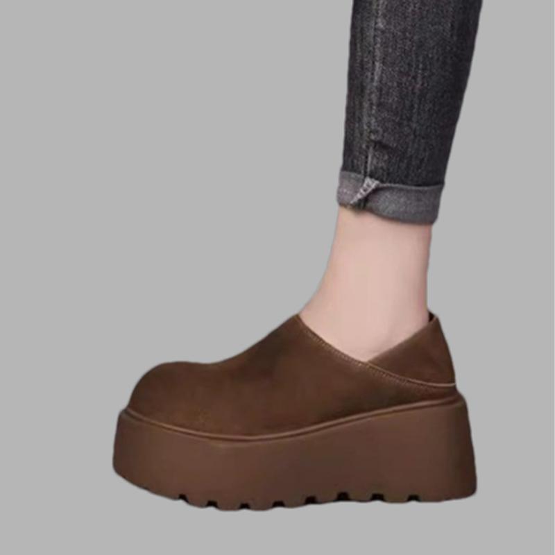 Женские замшевые зимние ботинки на платформе, туфли на плоской подошве, женская мода 2025 года, зимние удобные прогулочные новые ботильоны для мотоциклистов Mujer Botas