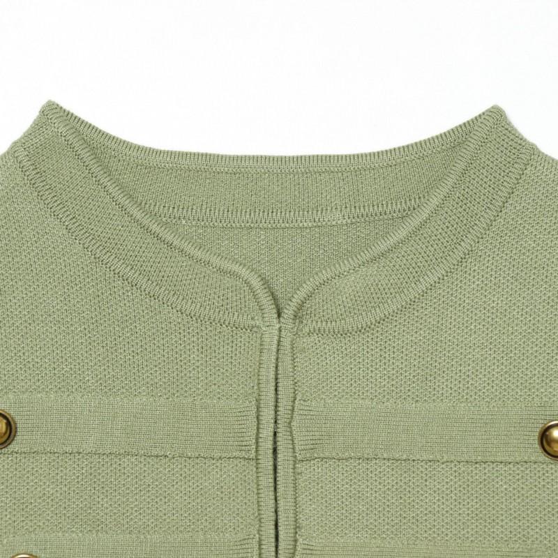 Vintage Knit Vest With Knot Button Street Style Slim Fit Sleeveless Top Young Women
