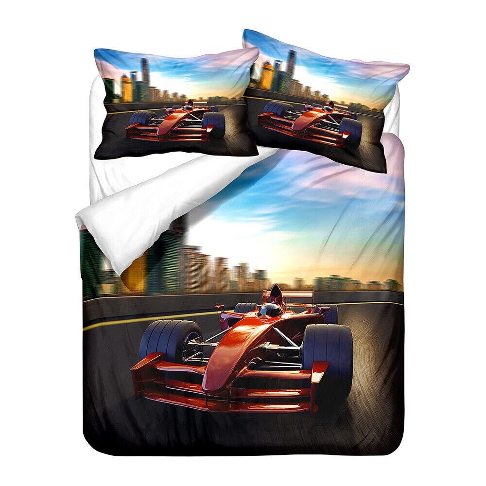3D Printed Racing Bedding Set King Queen Bed Down Duvet Cover Pillowcase 2/3pc Speed Racing Bed Cover Teenagers Boys Men's Cover Gift