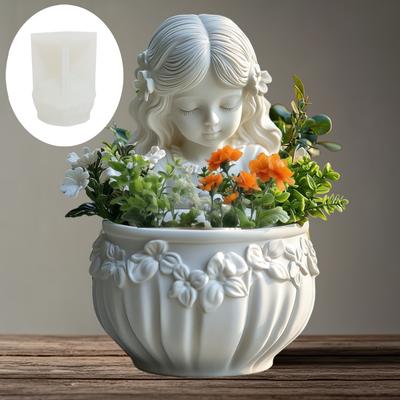Ангел девочка суккулент растение цветочный горшок смола силиконовая форма красивая богиня коробка для хранения бетонная форма девочка чашка для свечи гипсовая форма