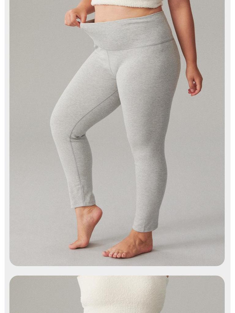 Женские осенние леггинсы с высокой посадкой из смесового хлопка - Утепленные, Теплые, Облегающие, Однотонные, Эластичный зимний базовый слой.