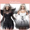 Halloween Womens Dark Angel Devil Costume Fancy Dress Ghost Bar Cosplay Party
