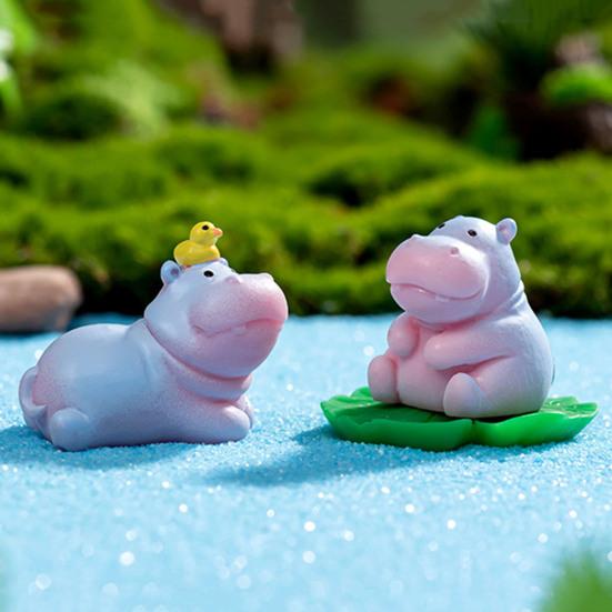 Миниатюрная фигурка бегемота, мини-мультяшный бегемот, украшение своими руками, микропейзаж, сказочный сад, животное, смоляная статуэтка, украшение
