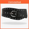 Vintage Irregular Wide Waist Belt With Alloy Buckle For Denim Pants Fashion Accessories