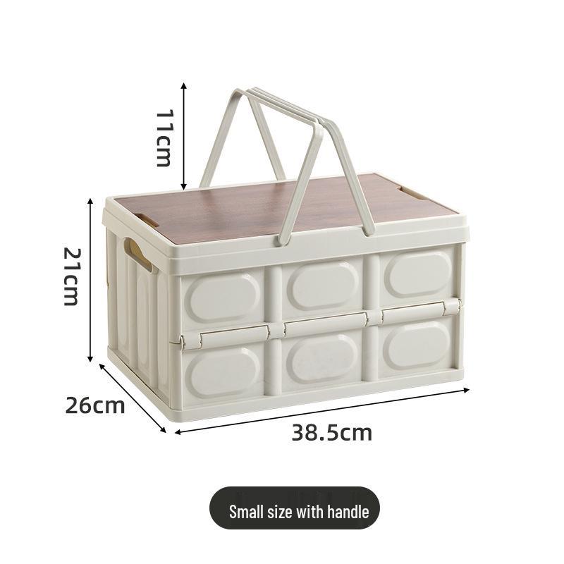 Портативная складная корзина для пикника с деревянной крышкой