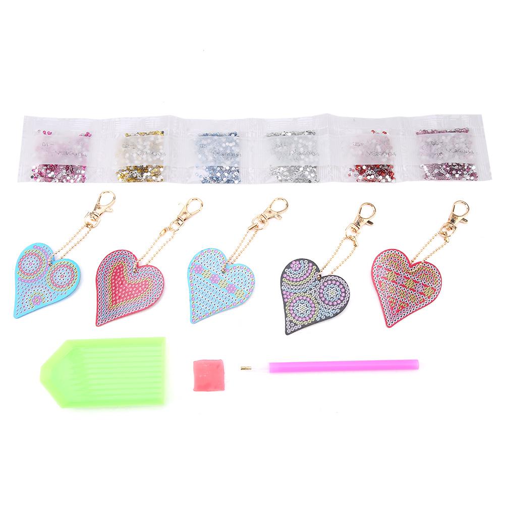 Heart Shaped Key Chain DIY Decoration Resin Drill Diamond Painting Keyring Gift Home Decor