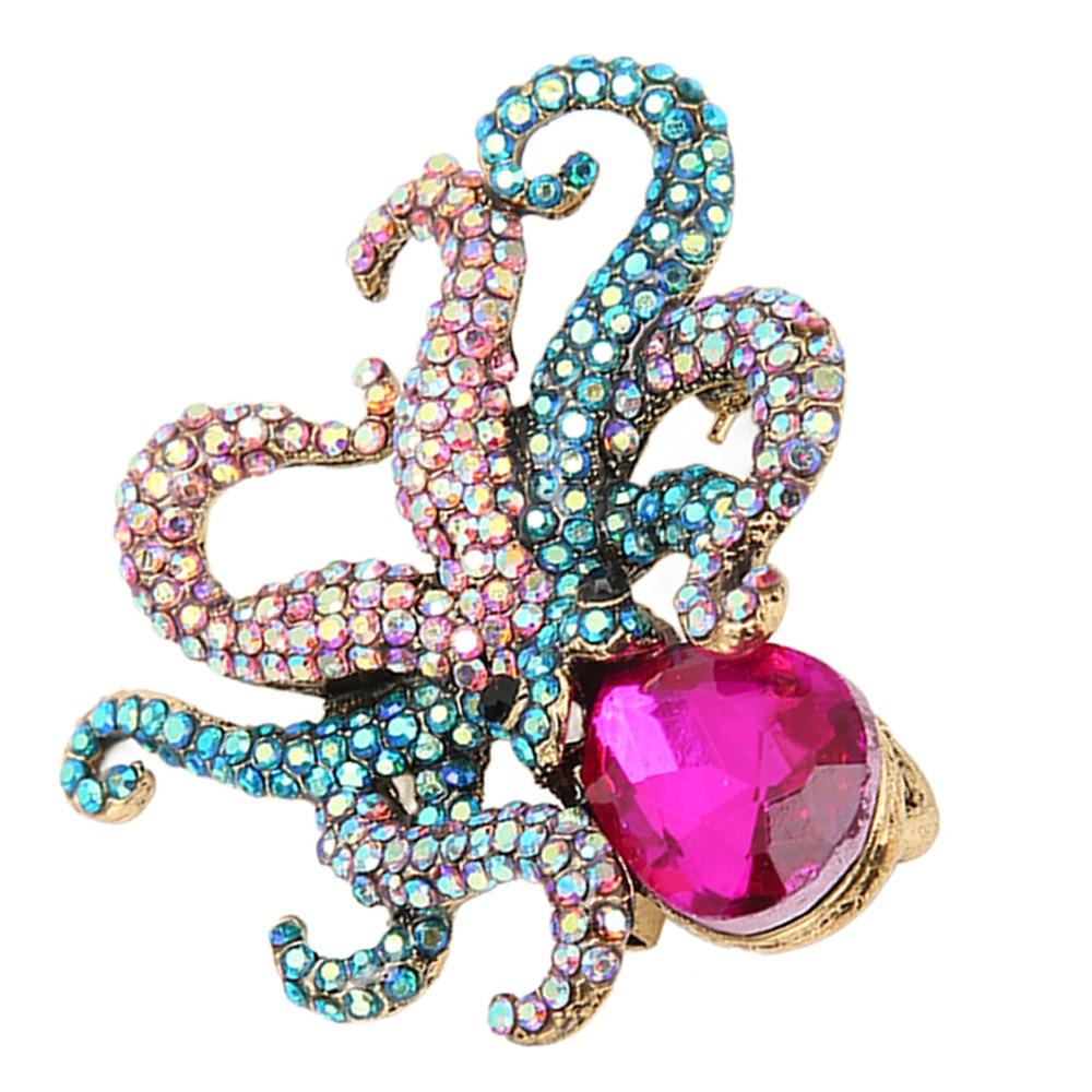 Purple Head Octopus Brooch Metal Alloy Animal Jewelry Brooch Octopus Pin Brooch Lapel Pin
