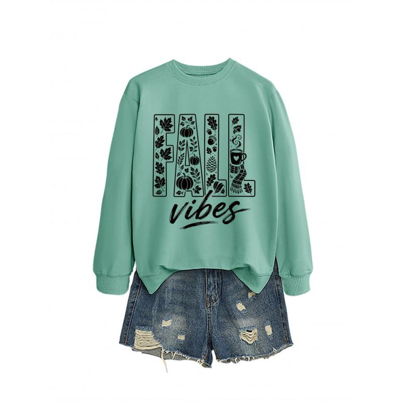 Womens Oversized Cotton Hoodie Sweatshirt Fall Print Graphic Loose Fit Long Sleeve Crew Neck