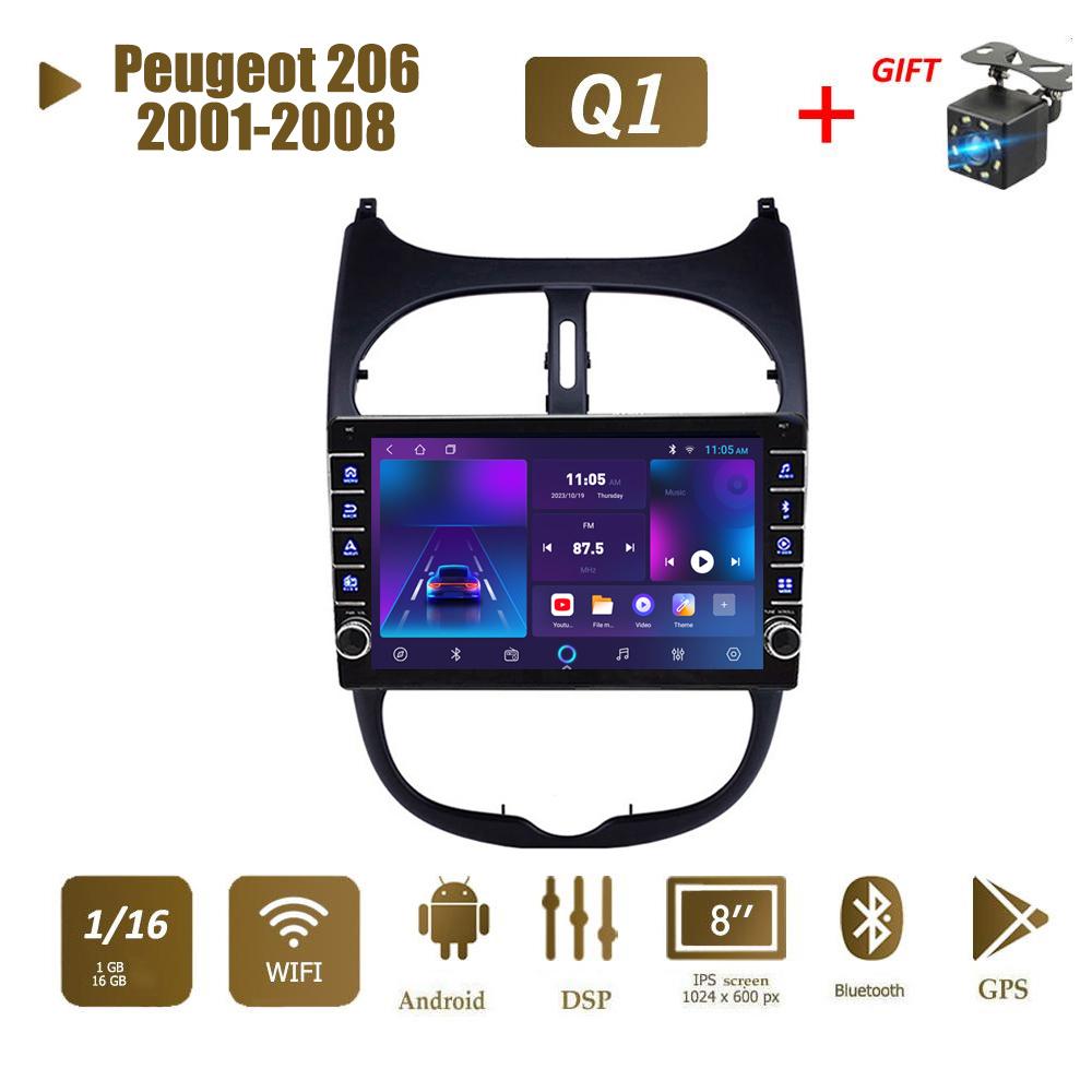 icreative Для Peugeot 206 2001-2008 с кнопкой Android автомобильный радиоприемник мультимедийный плеер навигация стерео GPS 2 Din Carplay 2 + 32 ГБ