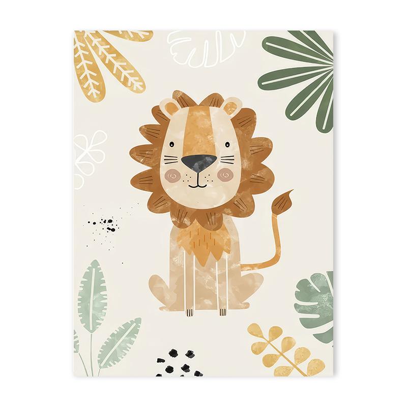 Jungle Animals Canvas Poster Lion Zebra Elephant Canvas Print Painting Decor Kids Bedroom Wall Art Print Pictures Nursery Decor