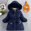 Толстая теплая зимняя куртка для девочек, съемная шапка, плюшевый воротник, стеганая подкладка с капюшоном, пальто для детей, подарок на день рождения
