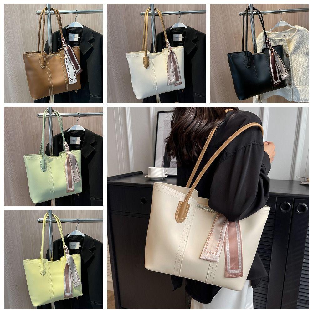 Silk Scarf One Shoulder Bag Korean Style Women Handbag Underarm Bag Tote Bag Shopping