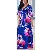 Spring and Autumn Women's Dress V-Neck Printed Swing Dresses Long Dresses