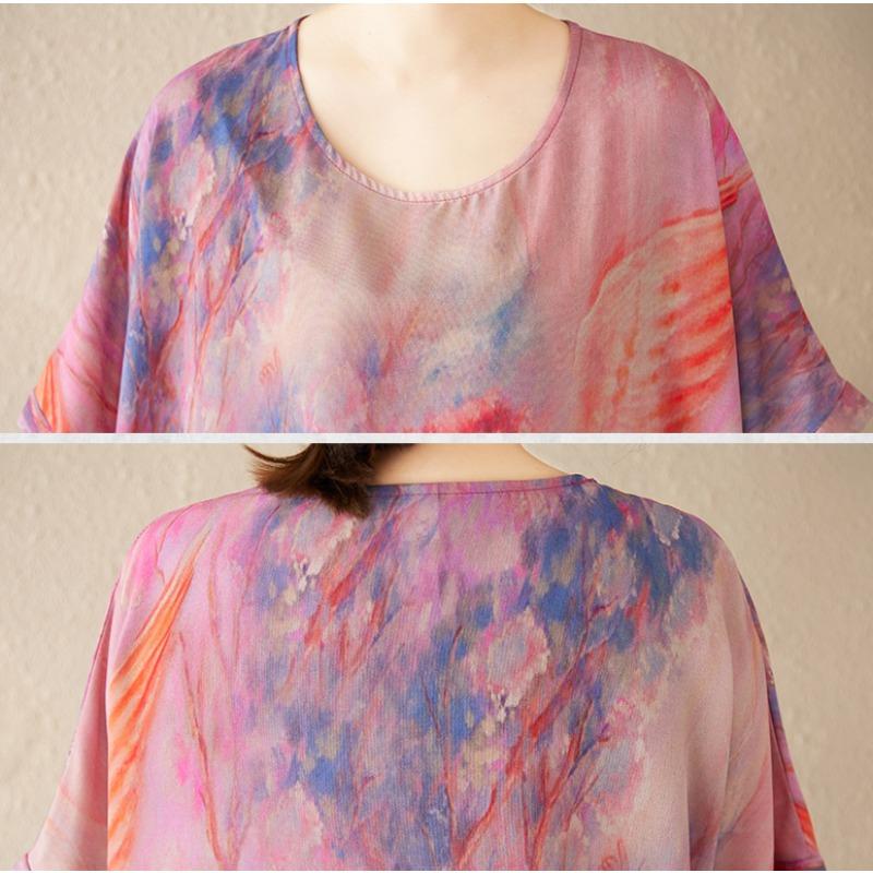 DIMANAF 2025 Летнее Женское Платье Большого Размера Свободного Кроя Пляжное Базовое Повседневное Длинное Платье Винтажный Цветочный Принт Праздничное Платье