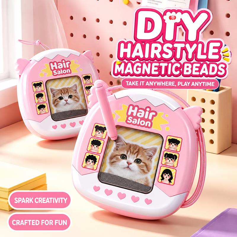 DIY Magnetic Cat Hairstyle Drawing Board Creative Steel Ball Painting Toy Educational Stress Relief Fidget for Travel Play