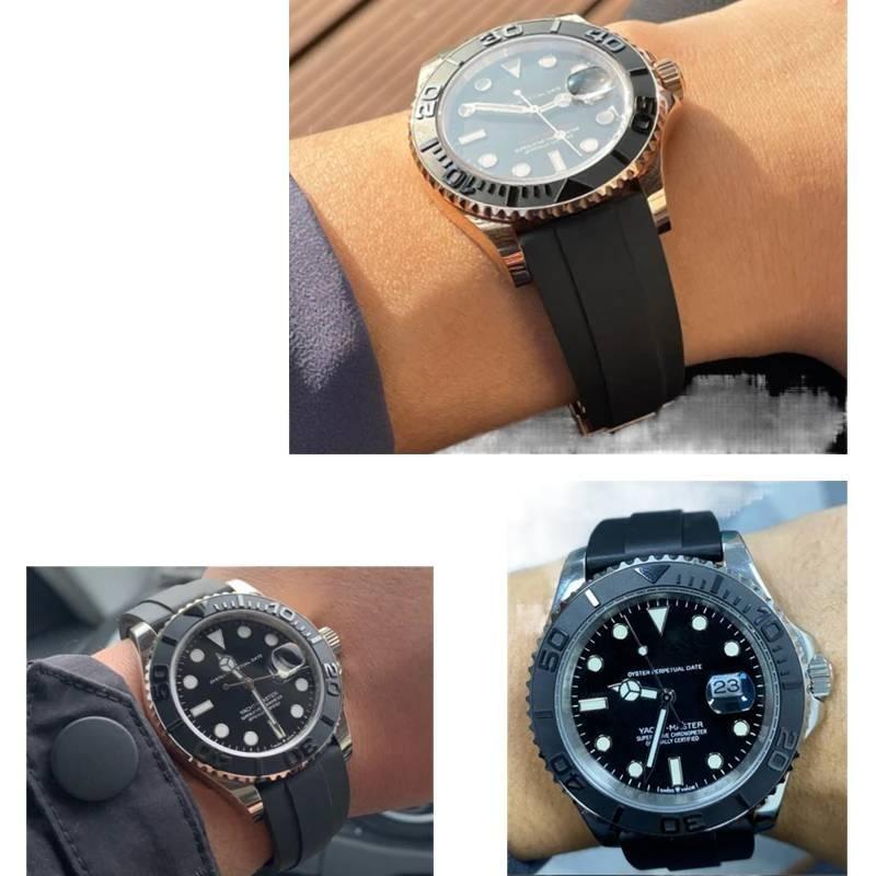 Для серии Rolex Water Ghost Браслет Водонепроницаемый Силиконовый Ремешок для Часов Складная Пряжка Мужской Спортивный Браслет 20 мм Резиновый Ремешок для Часов