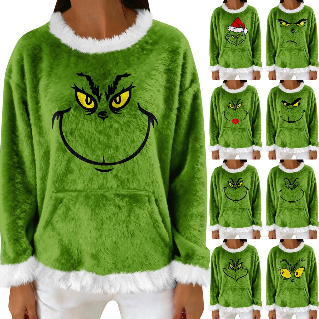 Women's Casual Fleece Sweatshirt Long-Sleeve Round Neck Casual Comfortable Loose-Fit Lightweight Women's Flannel Sweatshirt