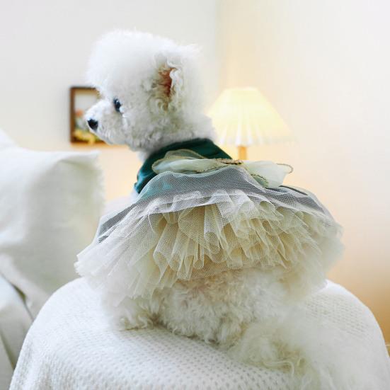 Yousheng Pet Dress Удобное модное платье для собак принцессы с бантом и тяговым кольцом Товары для животных