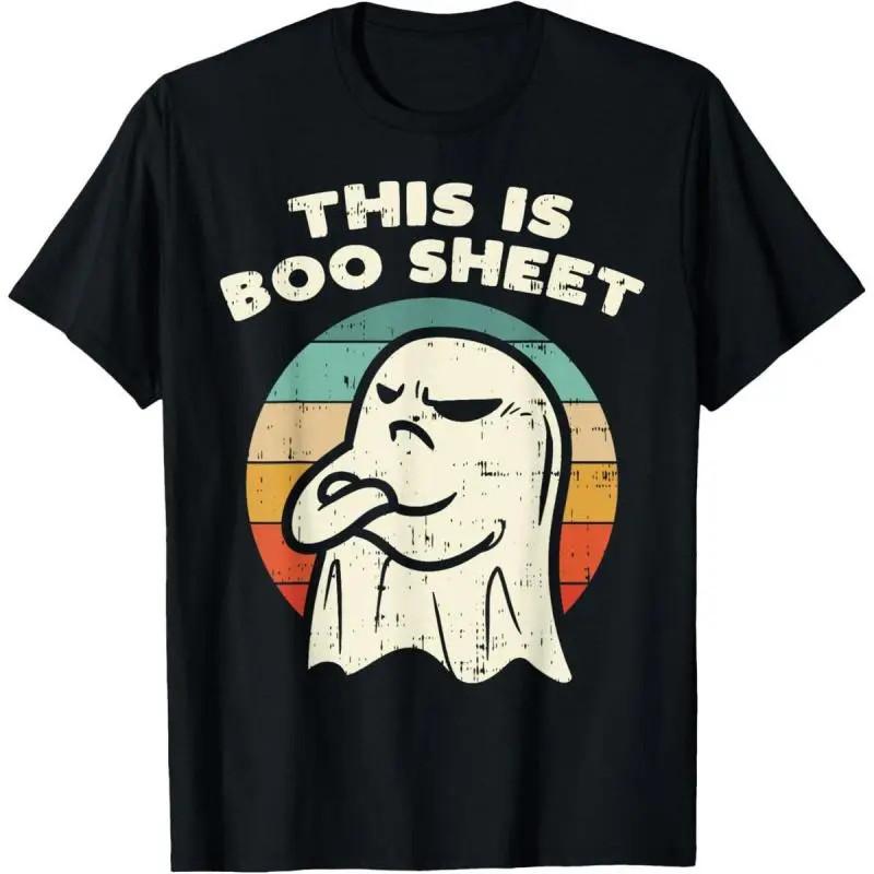 Cotton Short Sleeve This Is Boo Sheet Ghost Retro Halloween Costume Men T-Shirt