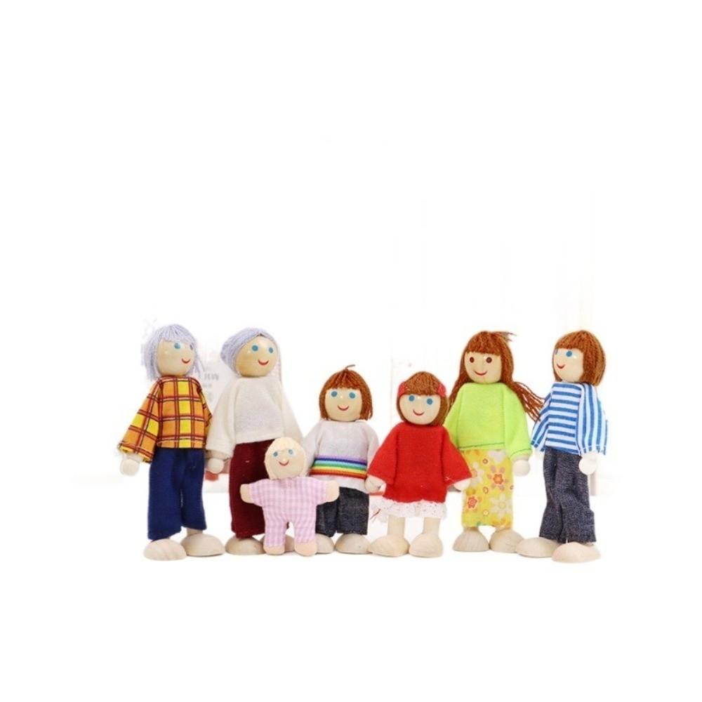Non-Toxic Mini People Figures High-Quality Wood Dollhouse Family Set Imagination Toys