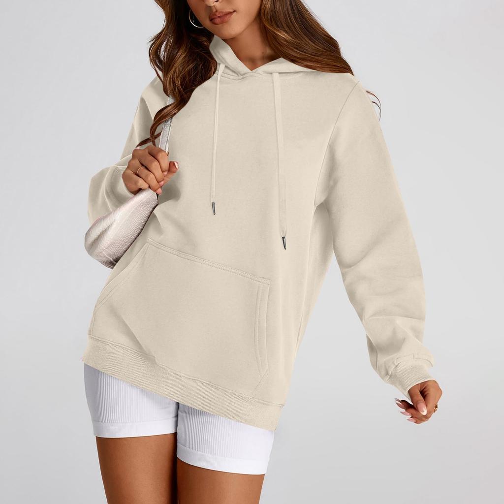 Женский свободный свитшот с круглым вырезом и длинными рукавами, повседневный свободный крой на шнурке