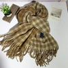 Plaid Scarf Women's Winter Korean Style Atmosphere Neck Protector Cute Thickened Warm Red Scarf Shawl Thickened with Tassels