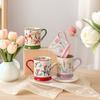 Цветочная керамическая чашка для воды высокого класса  Высоко выглядящая чашка для завтрака  Новая простая кружка  Сувенирная чашка для питья