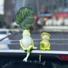 2Pcs/Set Garden Frog Figurine Mini Fishing Frog Statue Sitting Frog Holding Leaf Umbrella Pond Angler Frog Sculpture for Yard Landscape