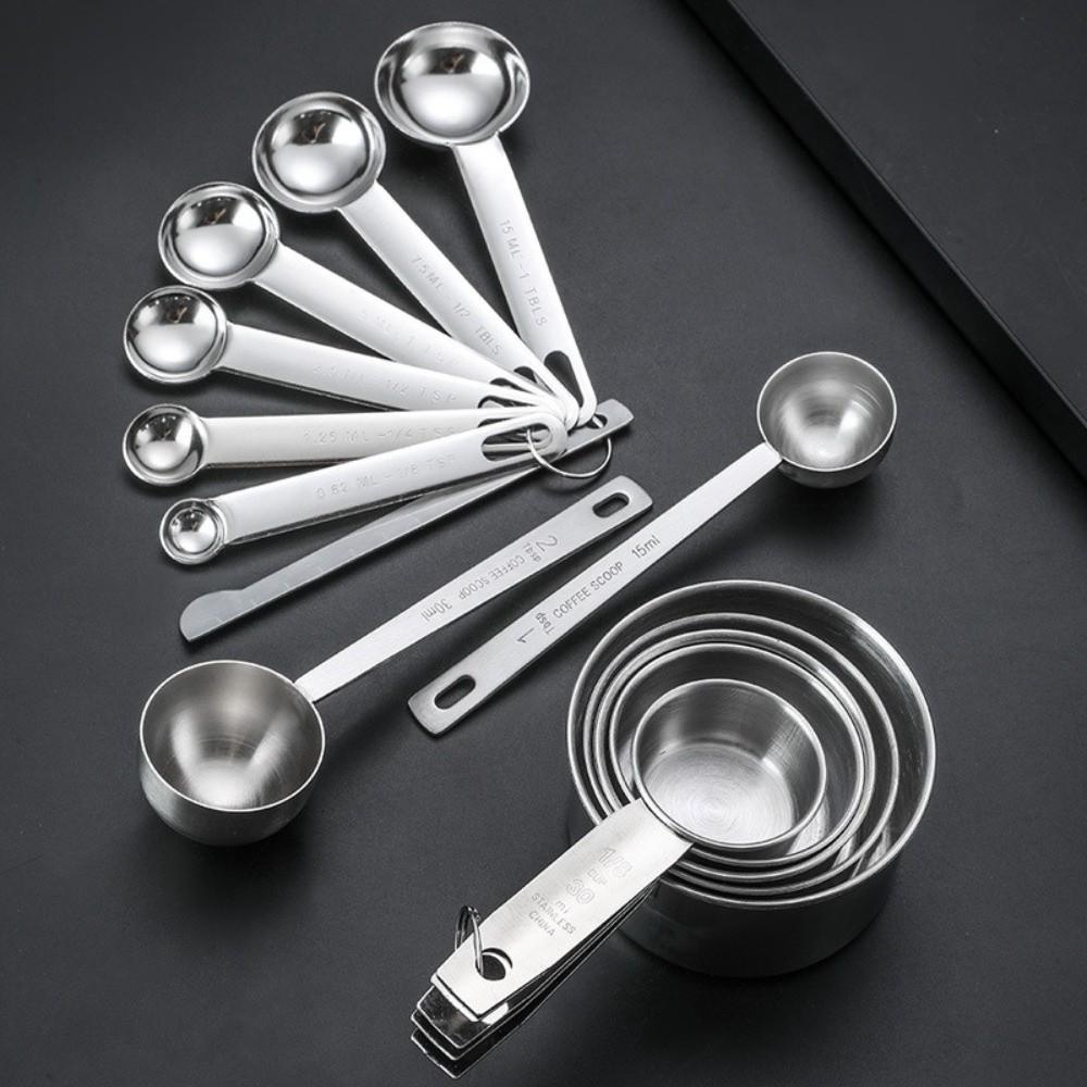 Engraved Mark Measuring Spoons Stainless Steel Baking Measure Scoop Measuring Cups Kitchen Prep