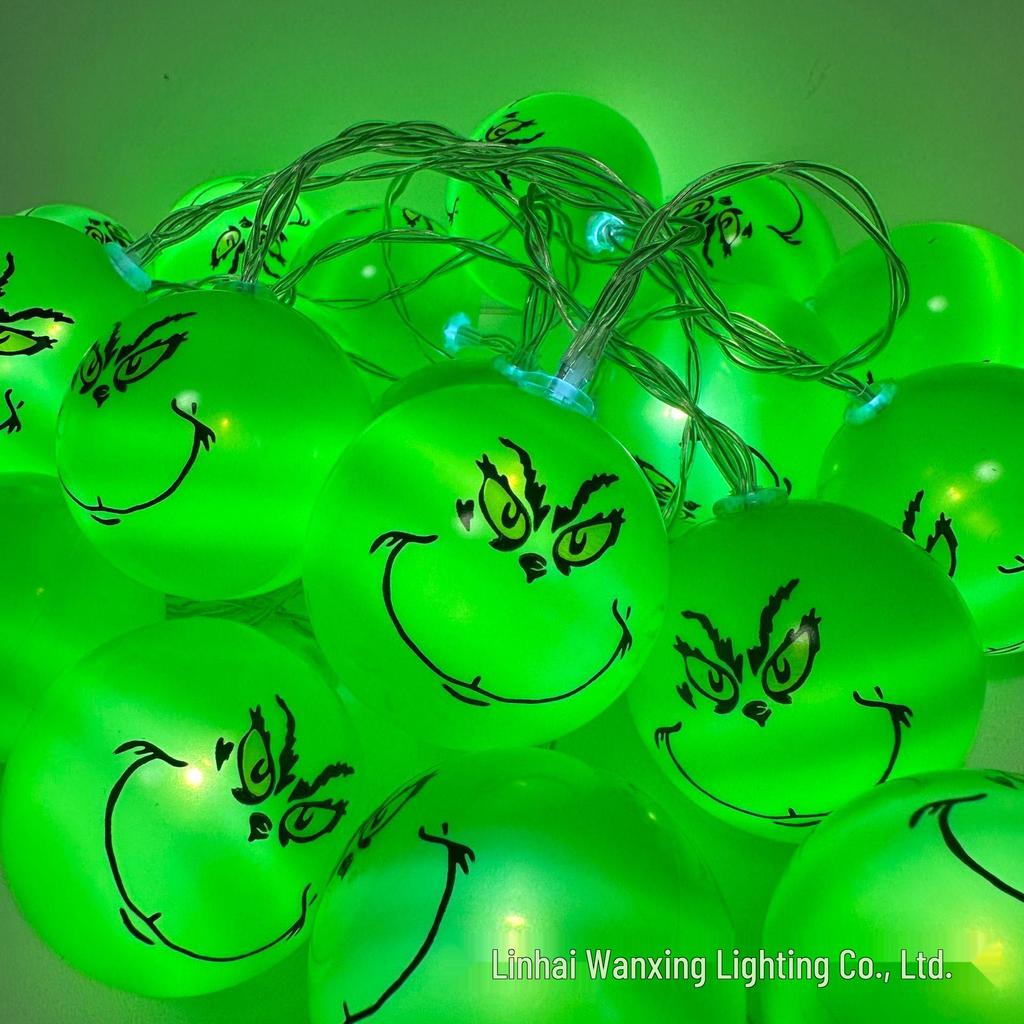 Grinch LED Christmas String Lights - Cartoon Window Decoration