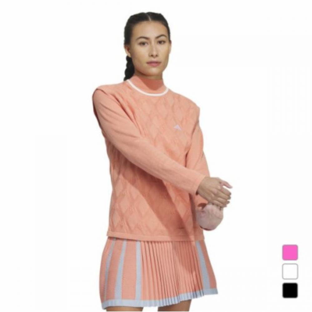 Adidas Golf 2023fw VeSt Long Sleeve Set Women S Knit lS Setup Coral Hz6117