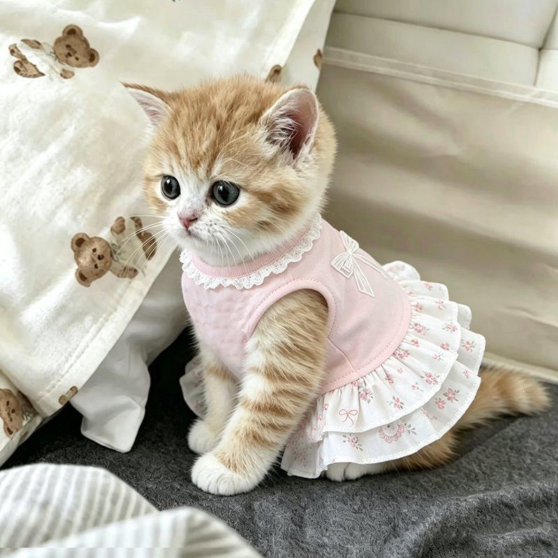 Spring and summer pet clothes, breathable and cool vest, dog and cat dress, Teddy Bichon Pomeranian dog clothes