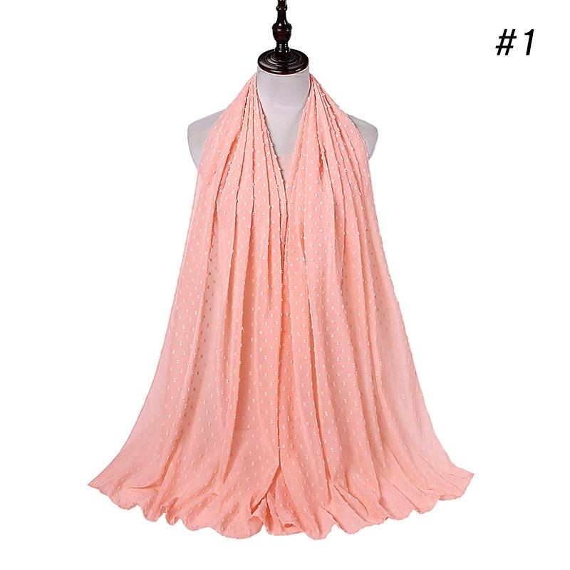 Solid Pearl Chiffon Hijab Scarf Woman Muslim Hijab Shawls Ladyies Ethnic Islamic Turban
