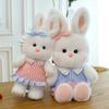 Cute Striped Skirt Nini Rabbit Plush Toy Girl Birthday Gift Qixi Festival Confession Doll Home Throw Pillow